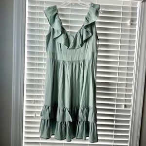 Calvin Klein Ruffled Mint Midi Dress